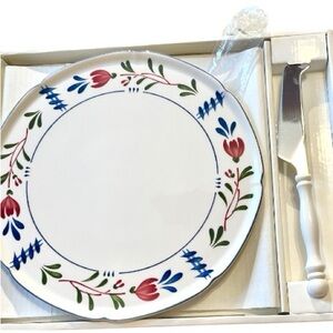Provincial Designs by Nikko, cheese plate and knife, Avondale pattern, no damage